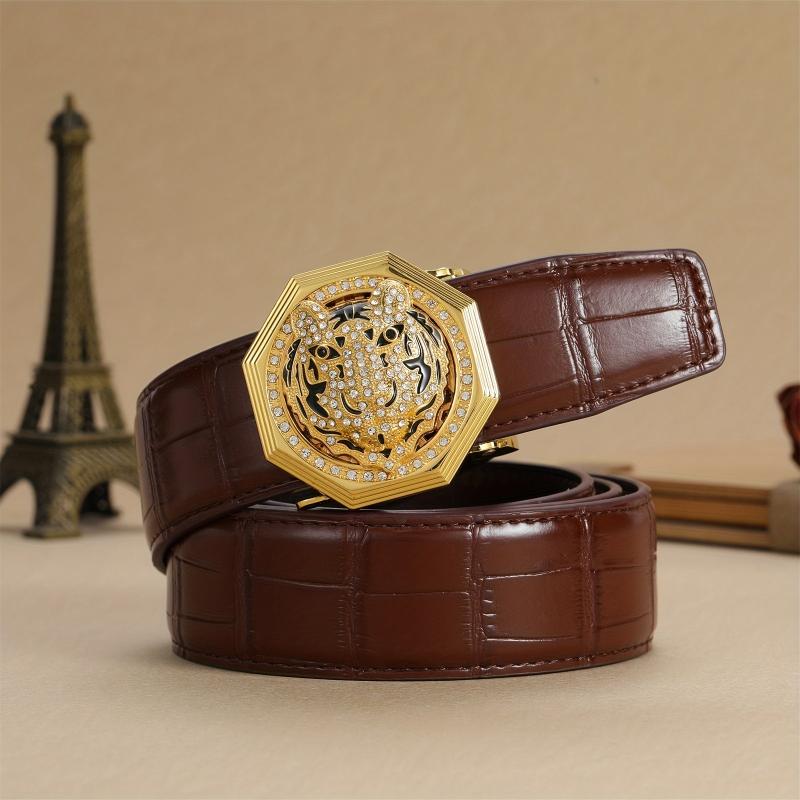 Men's Golden Tiger Head Auto Buckle Belt