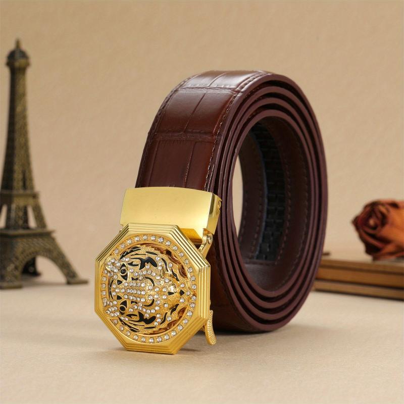 Men's Golden Tiger Head Auto Buckle Belt