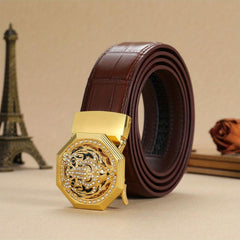Men's Golden Tiger Head Auto Buckle Belt