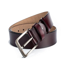 Men's Cowhide Leather Belt with Pin Buckle