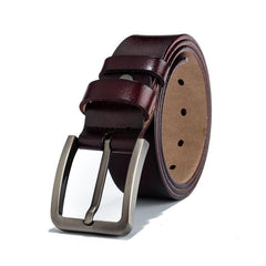 Men's Cowhide Leather Belt with Pin Buckle