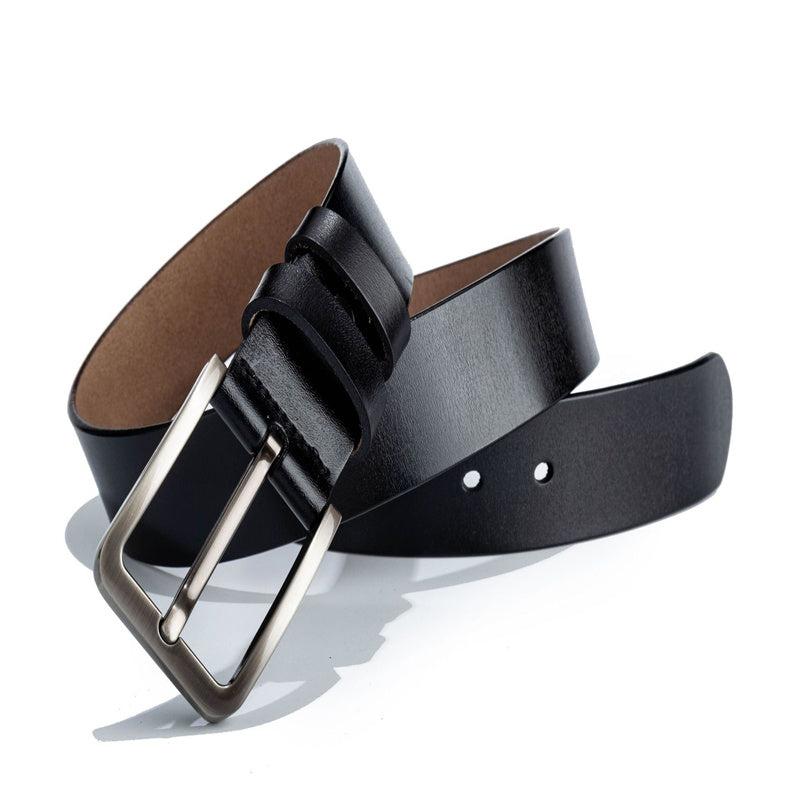 Men's Cowhide Leather Belt with Pin Buckle