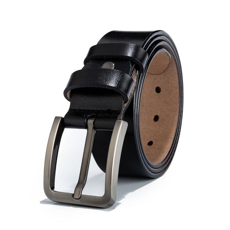 Men's Cowhide Leather Belt with Pin Buckle