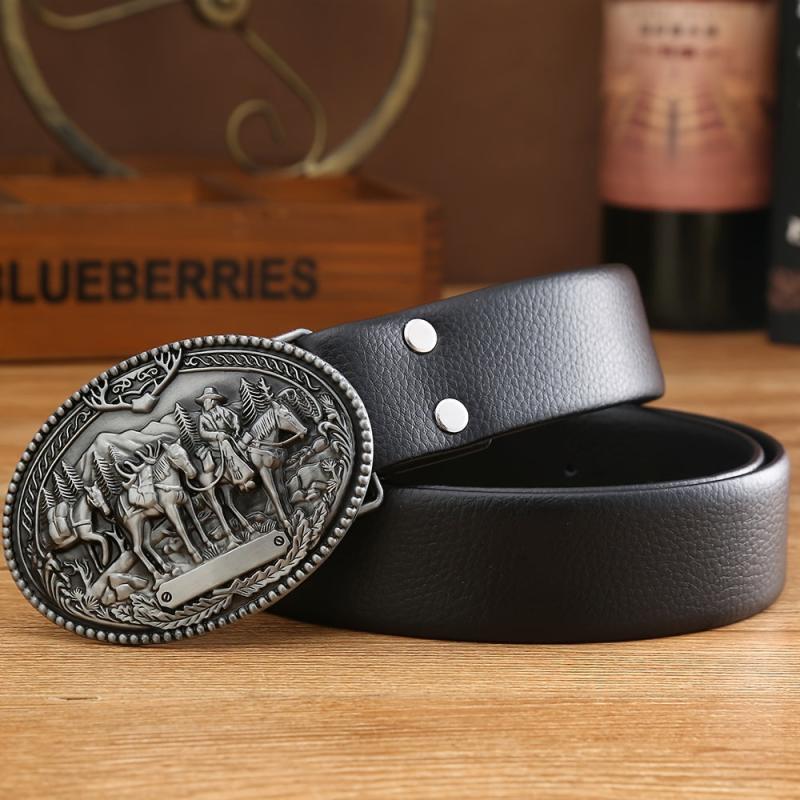 Western Denim Men's Belt Buckle Riding Casual