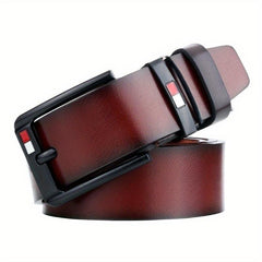 Men's Vintage Leather Belt with Pin Buckle