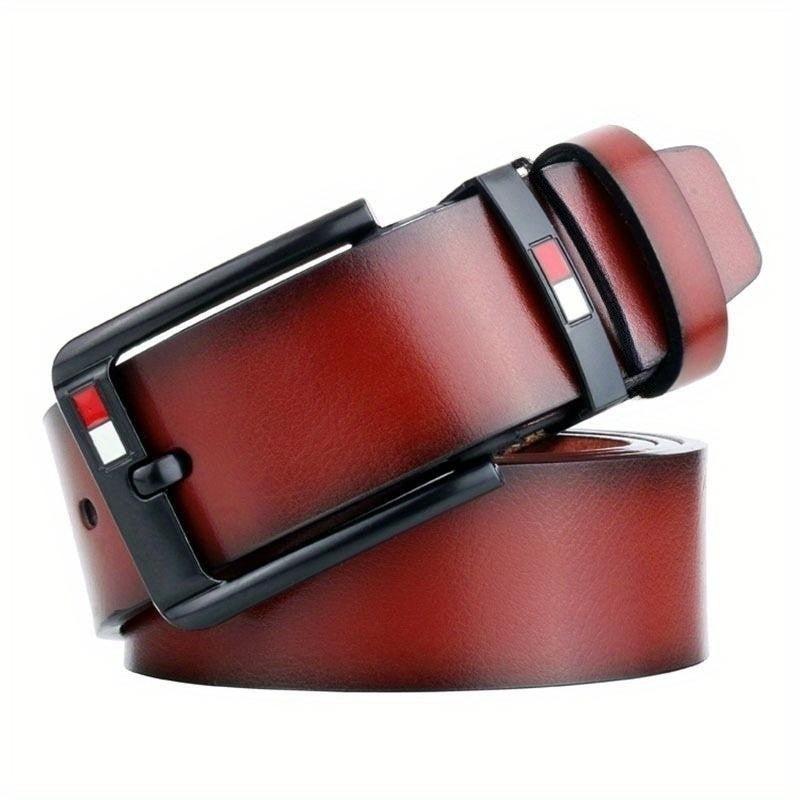 Men's Vintage Leather Belt with Pin Buckle