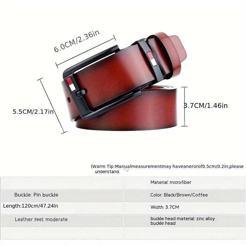 Men's Vintage Leather Belt with Pin Buckle