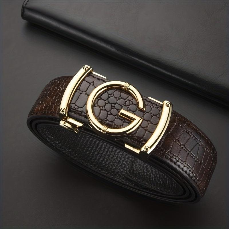 Crocodile Pattern Leather Belt Cowhide Belt Sliding Buckle