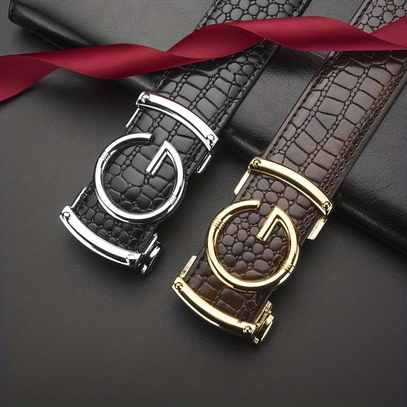 Crocodile Pattern Leather Belt Cowhide Belt Sliding Buckle