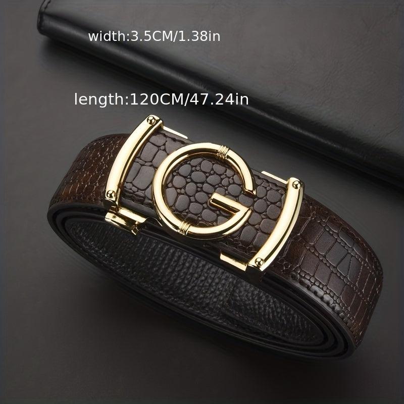Crocodile Pattern Leather Belt Cowhide Belt Sliding Buckle