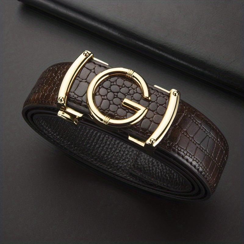 Crocodile Pattern Leather Belt Cowhide Belt Sliding Buckle