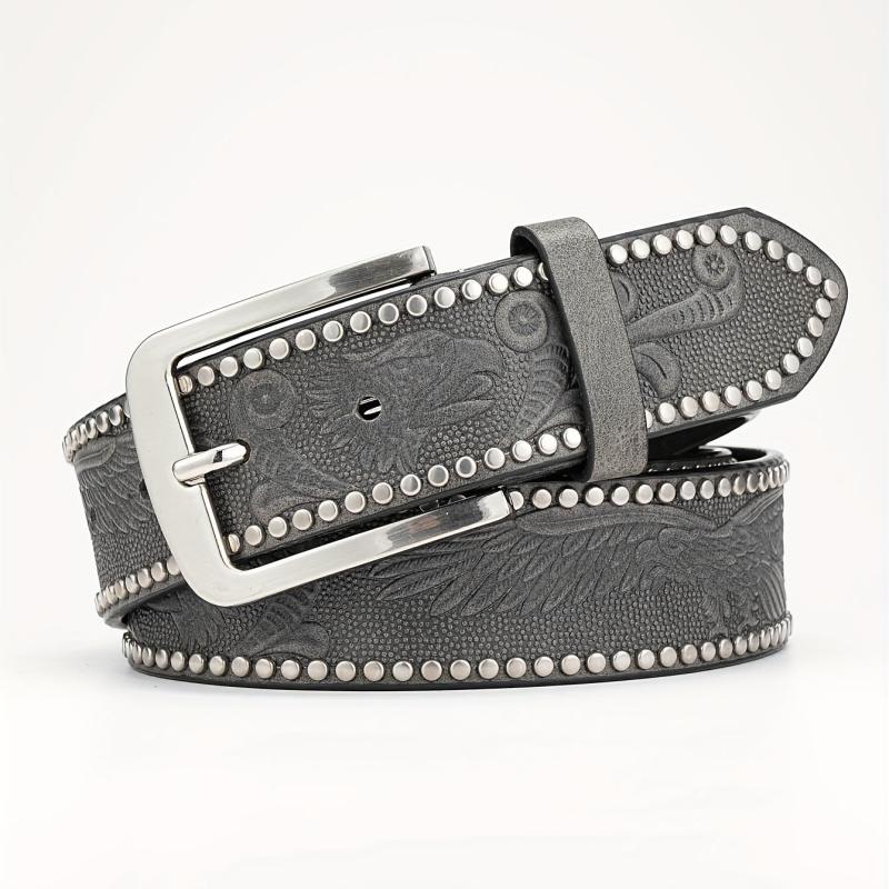Alloy Pin Buckle PU Striped Belt for Men