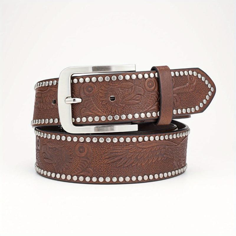 Alloy Pin Buckle PU Striped Belt for Men