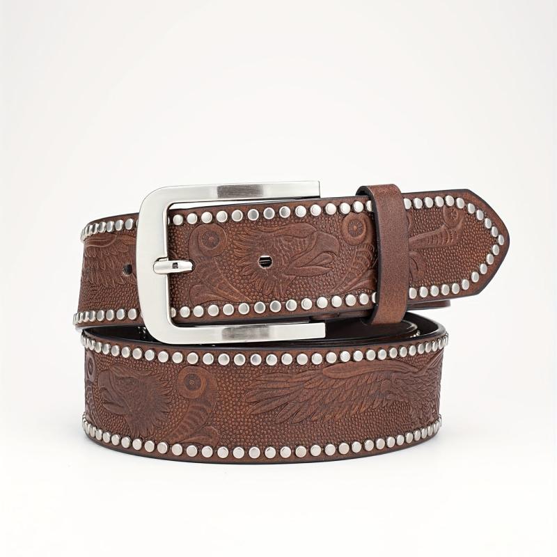 Alloy Pin Buckle PU Striped Belt for Men