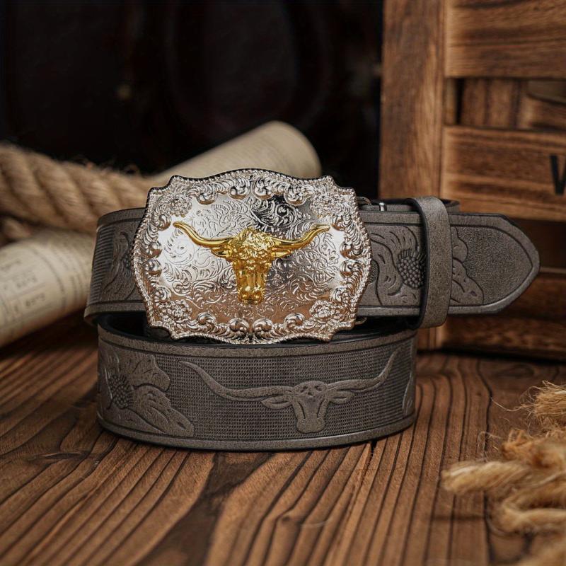 Vintage Pattern Buckle PU Leather Belt For Men