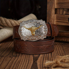 Vintage Pattern Buckle PU Leather Belt For Men