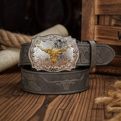 Vintage Pattern Buckle PU Leather Belt For Men
