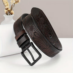 Embossed Leather Belt Casual Waistband For Men
