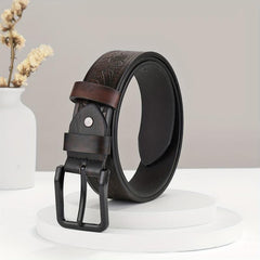 Embossed Leather Belt Casual Waistband For Men
