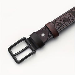 Embossed Leather Belt Casual Waistband For Men