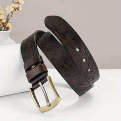 Embossed Leather Belt Vintage Casual Belt For Men