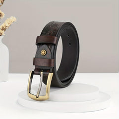 Embossed Leather Belt Vintage Casual Belt For Men