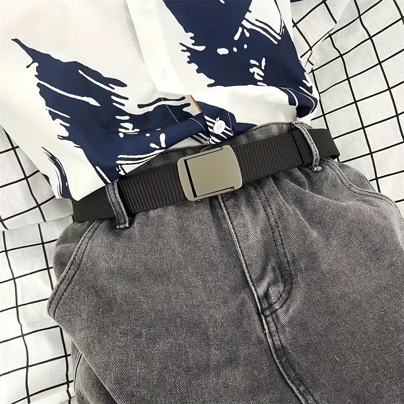 Dark Grey Square Alloy Belt for Business and Leisure