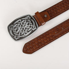 Men's Retro Pattern Buckle Belt PU Leather Decorative Accessories