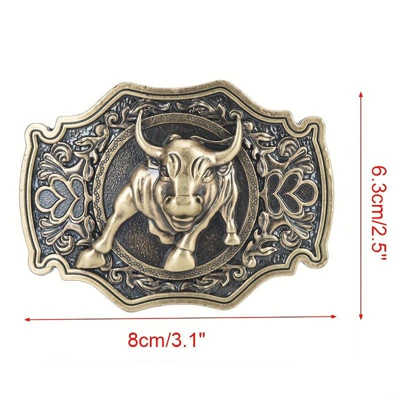 Retro Bull Buckle Classic Men's Belt Buckle Metal Alloy Western Cowboy Buckle