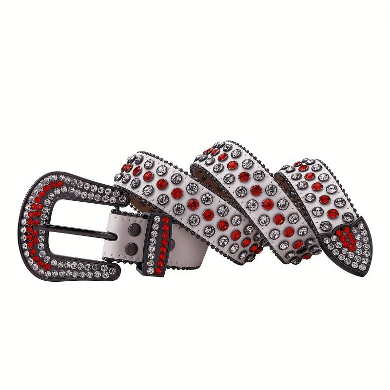 Men's Rhinestone Crystal Leather Change Belt