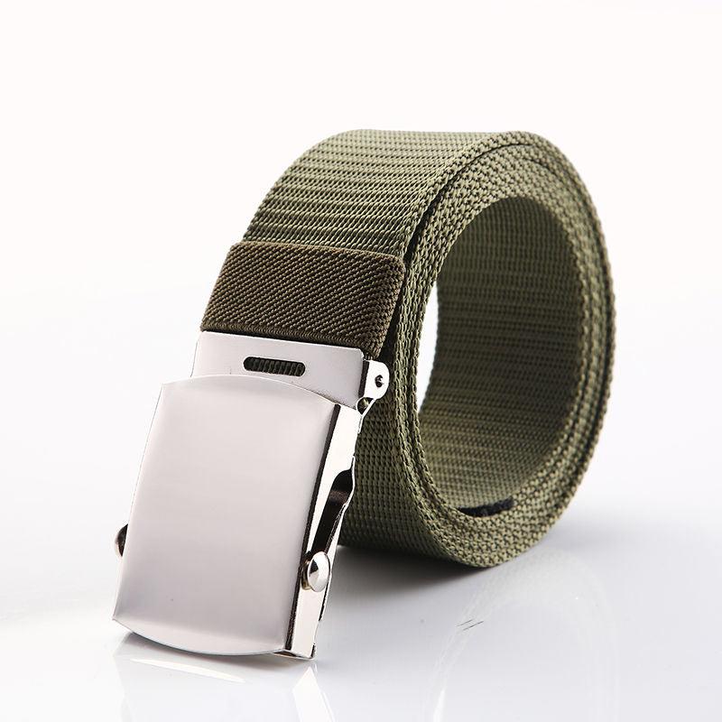 Men's Canvas Belt with Automatic Buckle and 5 Card Slots