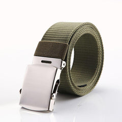 Men's Canvas Belt with Automatic Buckle and 5 Card Slots