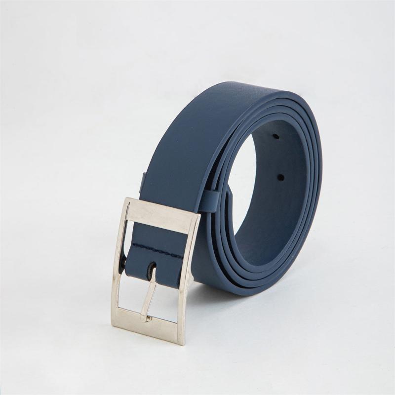 Men's Navy Casual Leather Belt with Pin Buckle
