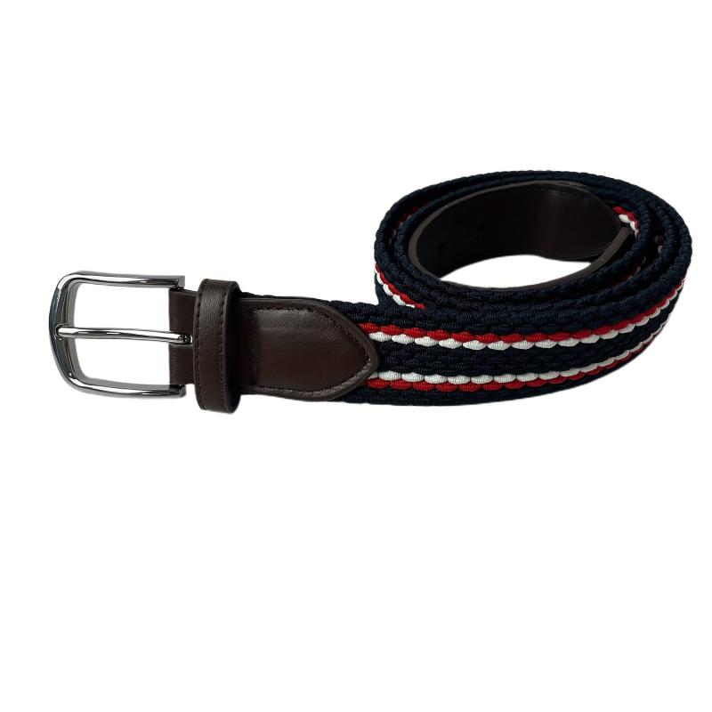 Men's Braid Stretch Belt Pin Buckle Casual Elastic Belt for Jeans