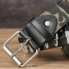 Men's Camo Belt with Bullet Head Decoration