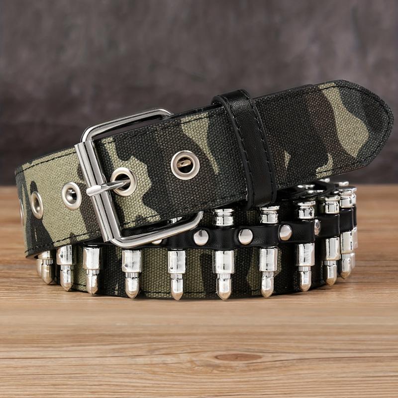 Men's Camo Belt with Bullet Head Decoration
