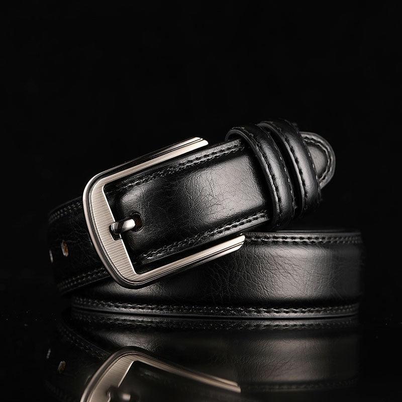 Alloy Pin Buckle Leather Belt for Men and Women