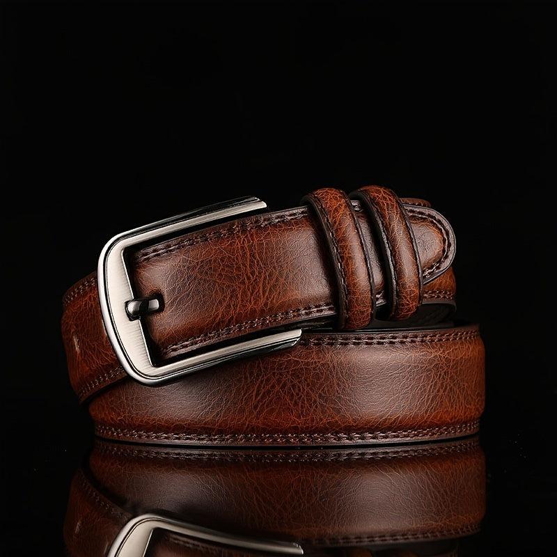 Alloy Pin Buckle Leather Belt for Men and Women