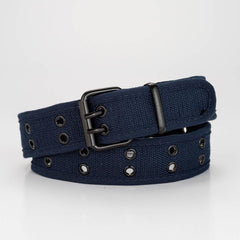Casual Double Needle Buckle Double Exhaust Eye Covered Fabric Belt