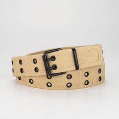 Casual Double Needle Buckle Double Exhaust Eye Covered Fabric Belt