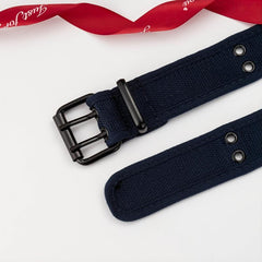 Casual Double Needle Buckle Double Exhaust Eye Covered Fabric Belt