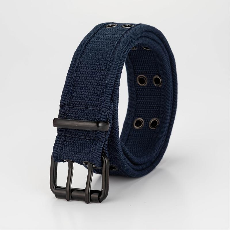 Casual Double Needle Buckle Double Exhaust Eye Covered Fabric Belt