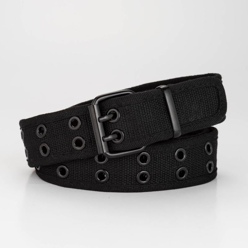 Casual Double Needle Buckle Double Exhaust Eye Covered Fabric Belt