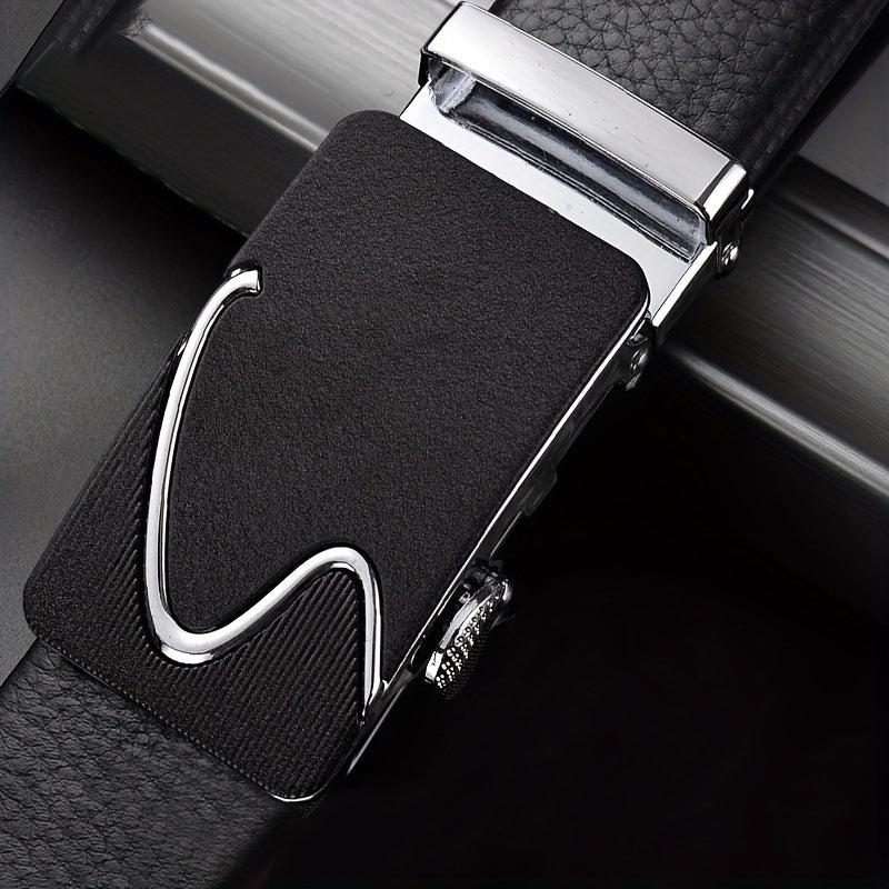 Men's Faux Leather Belt with Automatic Buckle