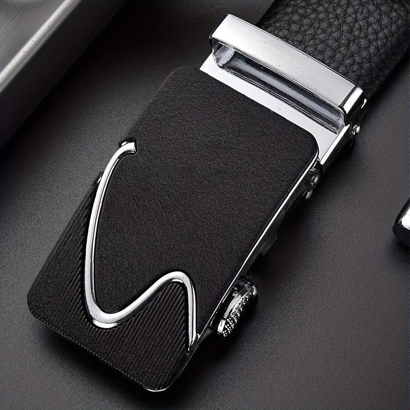 Men's Faux Leather Belt with Automatic Buckle