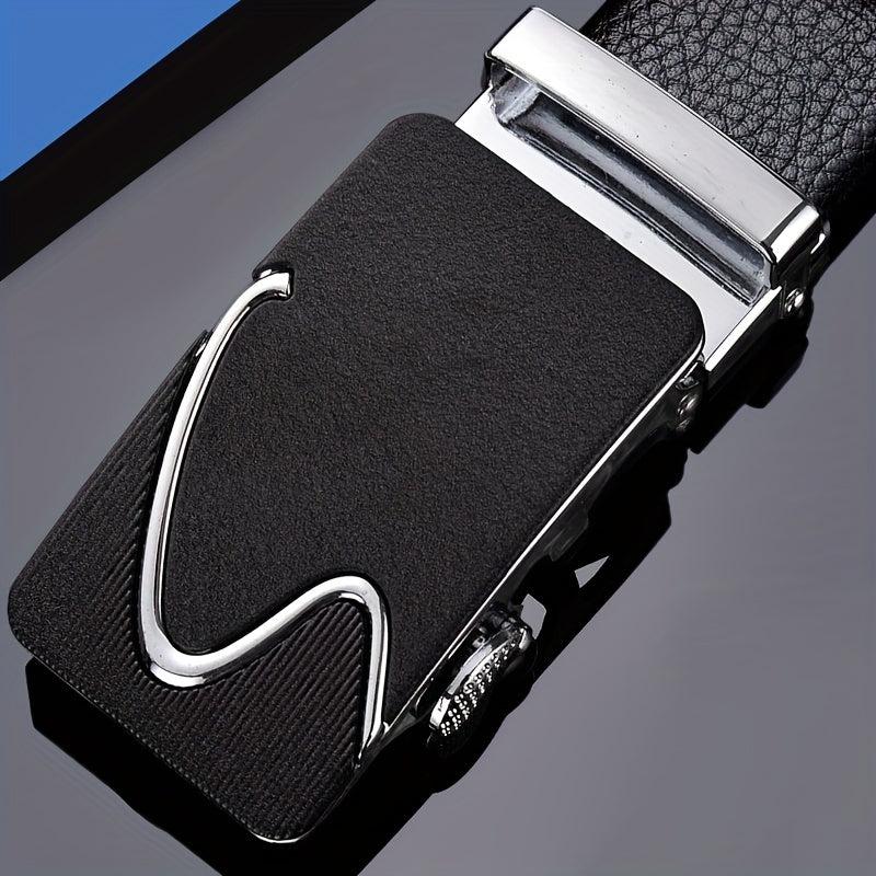 Men's Faux Leather Belt with Automatic Buckle