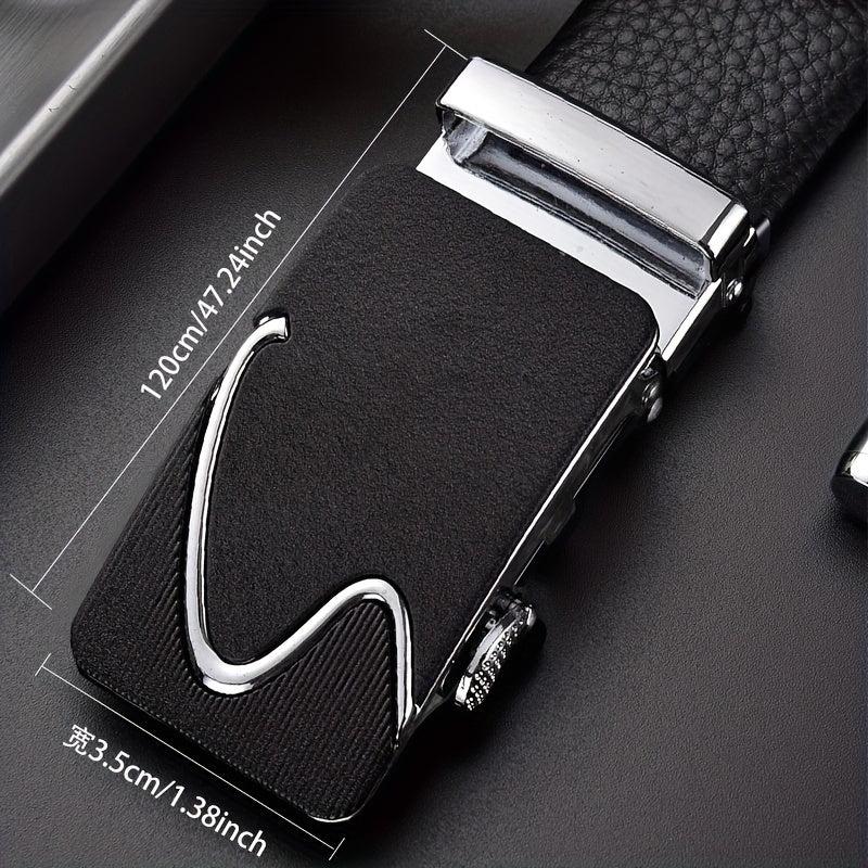 Men's Faux Leather Belt with Automatic Buckle