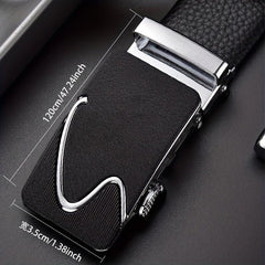 Men's Faux Leather Belt with Automatic Buckle