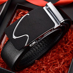 Men's Faux Leather Belt with Automatic Buckle