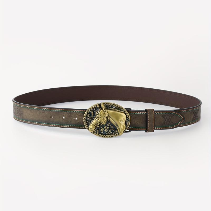 Men's Yellow Buckle Belt PU Leather